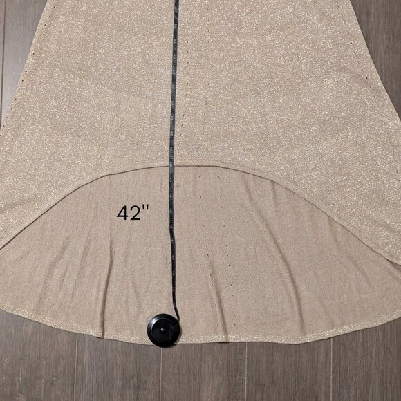 Vertigo, Surplice Neck Cold Shoulder Hi Lo Hem Dress, Gold Metallic, Sz M - Picture 11 of 14